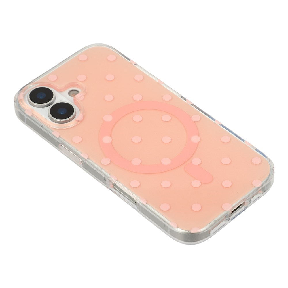 EIDERWOOD iPhone 17 Hybrid Case with Polka Design - MagSafe Compatible - Transparent / Pink