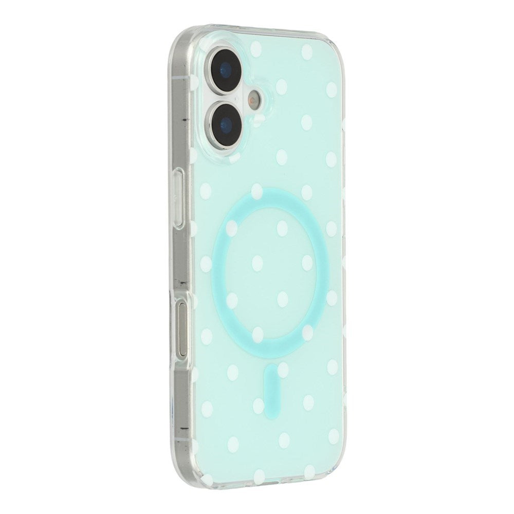 EIDERWOOD iPhone 17 Hybrid Case with Polka Design - MagSafe Compatible - Transparent / Turquoise