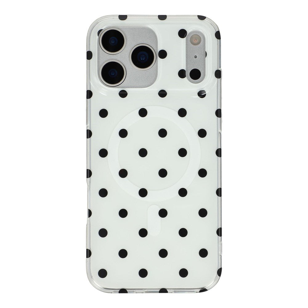 EIDERWOOD iPhone 17 Pro Hybrid Case with Polka Design - MagSafe Compatible - Transparent / Black