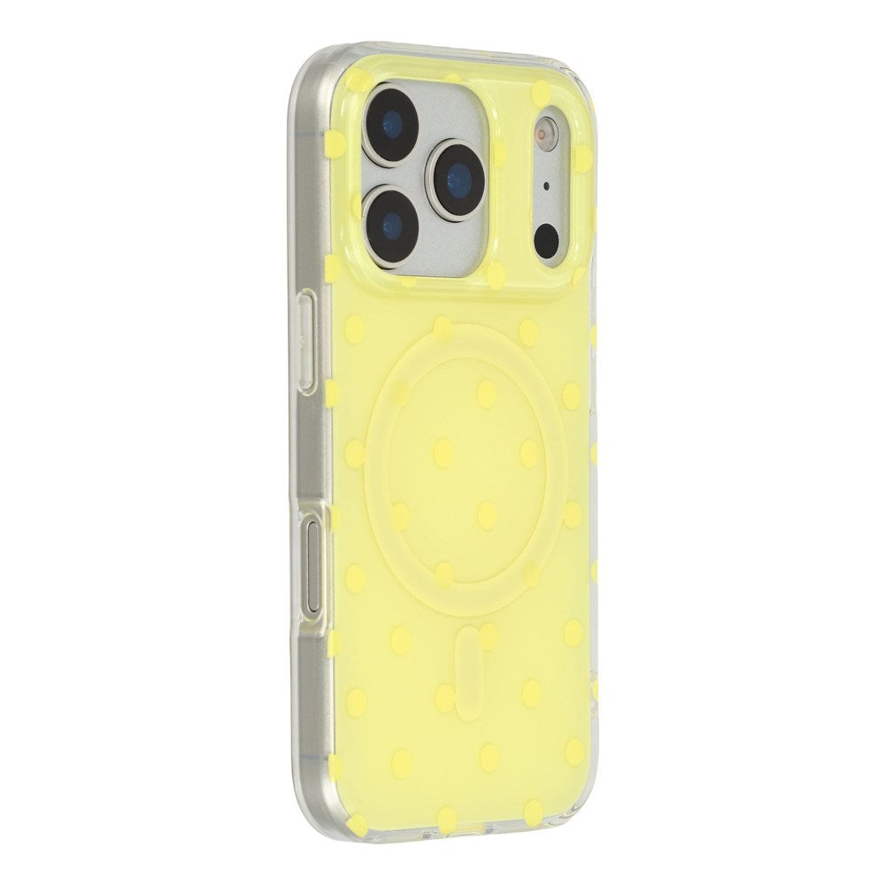 EIDERWOOD iPhone 17 Pro Hybrid Case with Polka Design - MagSafe Compatible - Transparent / Yellow