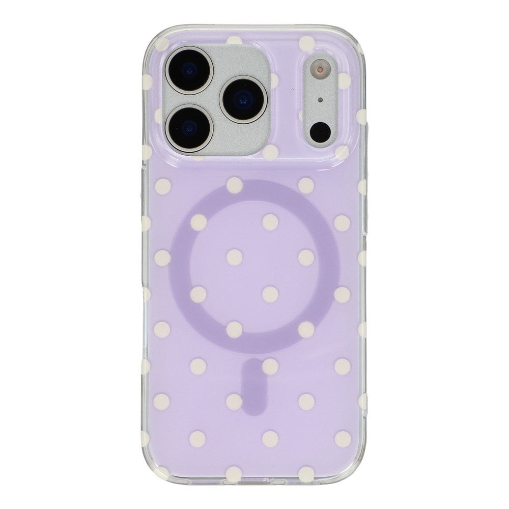 EIDERWOOD iPhone 17 Pro Hybrid Case with Polka Design - MagSafe Compatible - Transparent / Purple