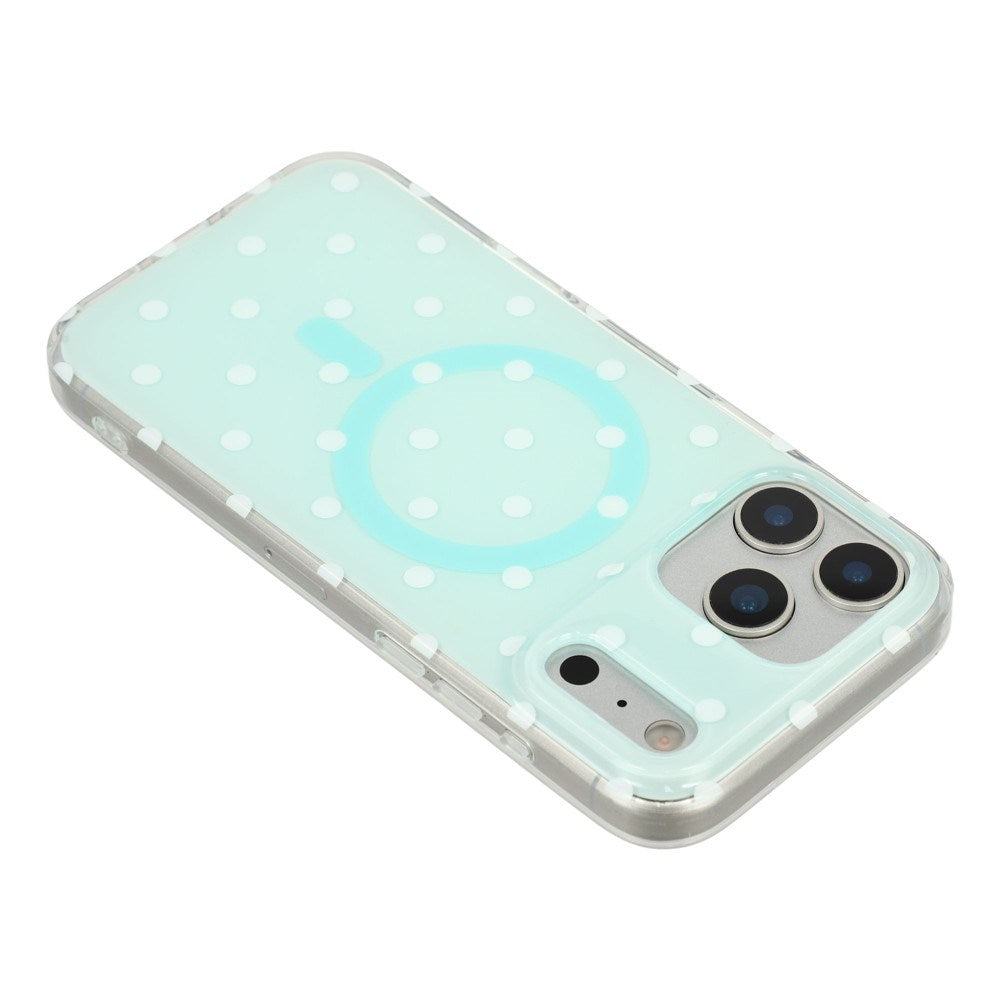 EIDERWOOD iPhone 17 Pro Max Hybrid Case with Polka Design - MagSafe Compatible - Transparent / Turquoise