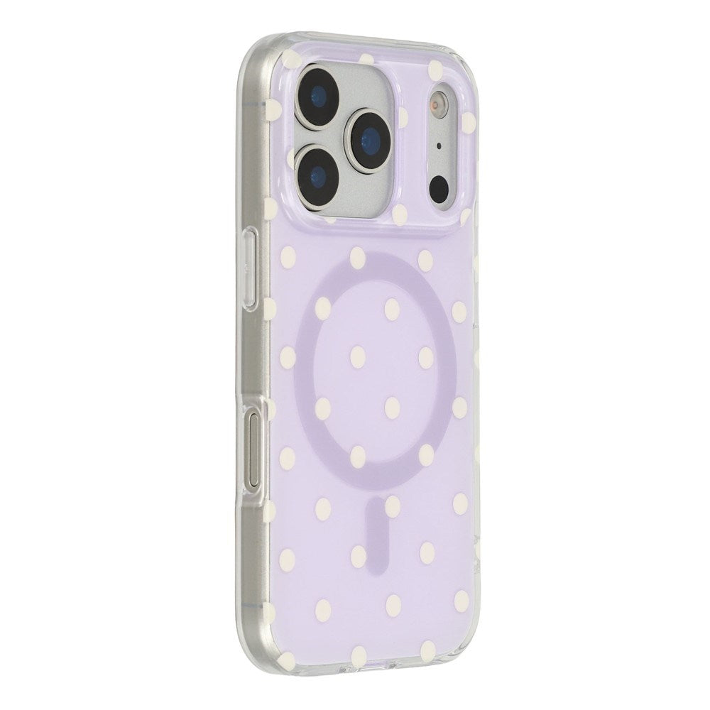EIDERWOOD iPhone 17 Pro Max Hybrid Case with Polka Design - MagSafe Compatible - Transparent / Purple