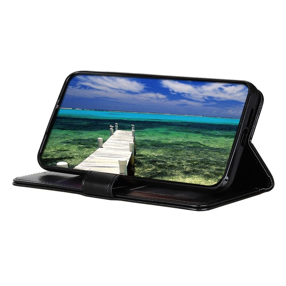 Motorola Moto G06 EIDERWOOD Leather Flip Case w. Card Holder - Black