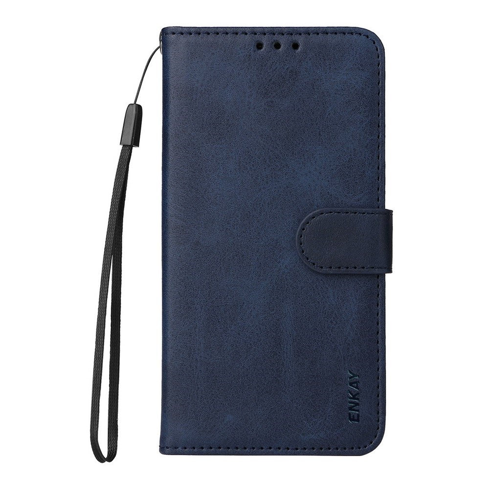 Samsung Galaxy S26 Ultra ENKAY 2-in-1 Faux Leather Flip Case with Screen Protector Glass - Blue