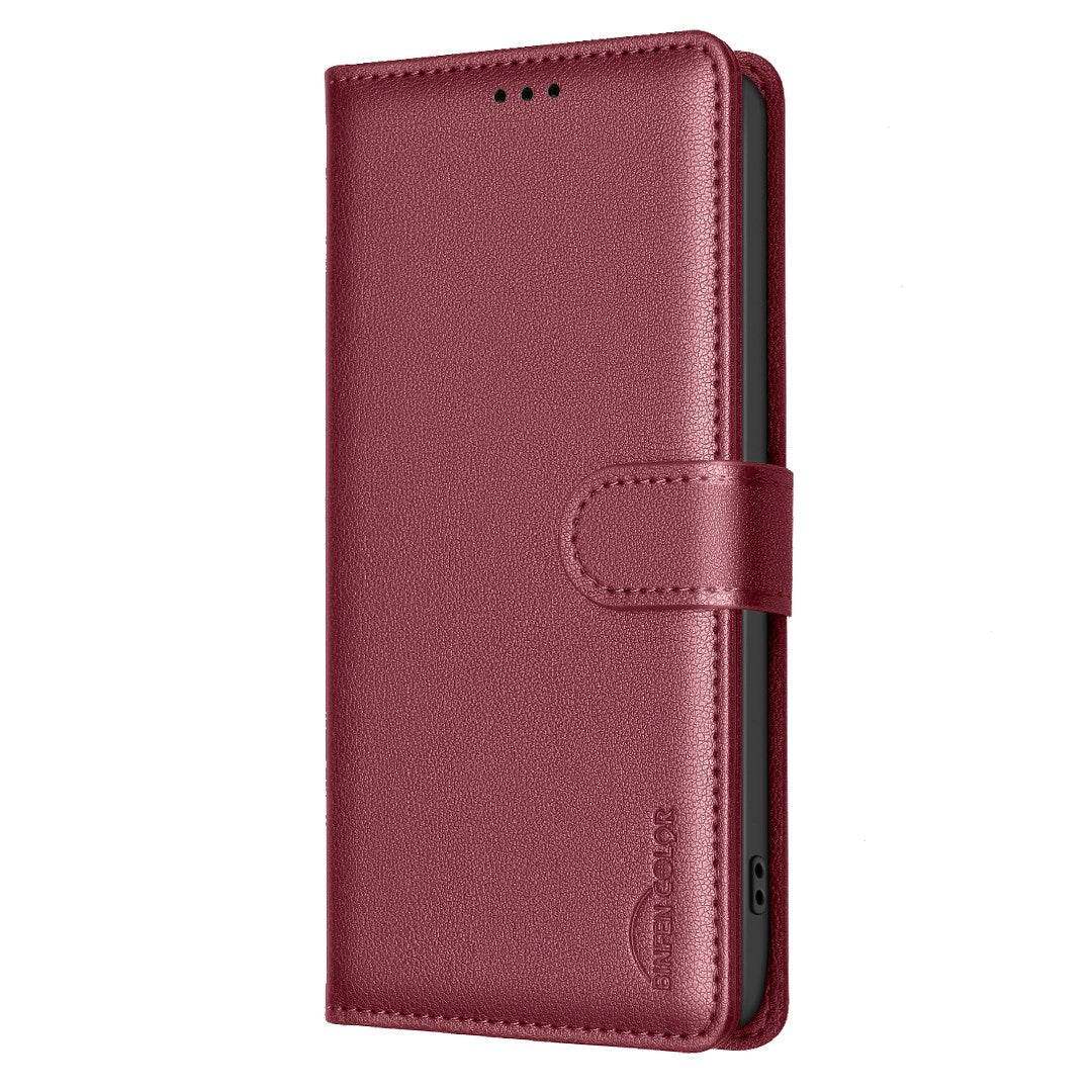Honor X5c / X5c Plus BINFEN Faux Leather Flip Case with RFID Blocking - Red