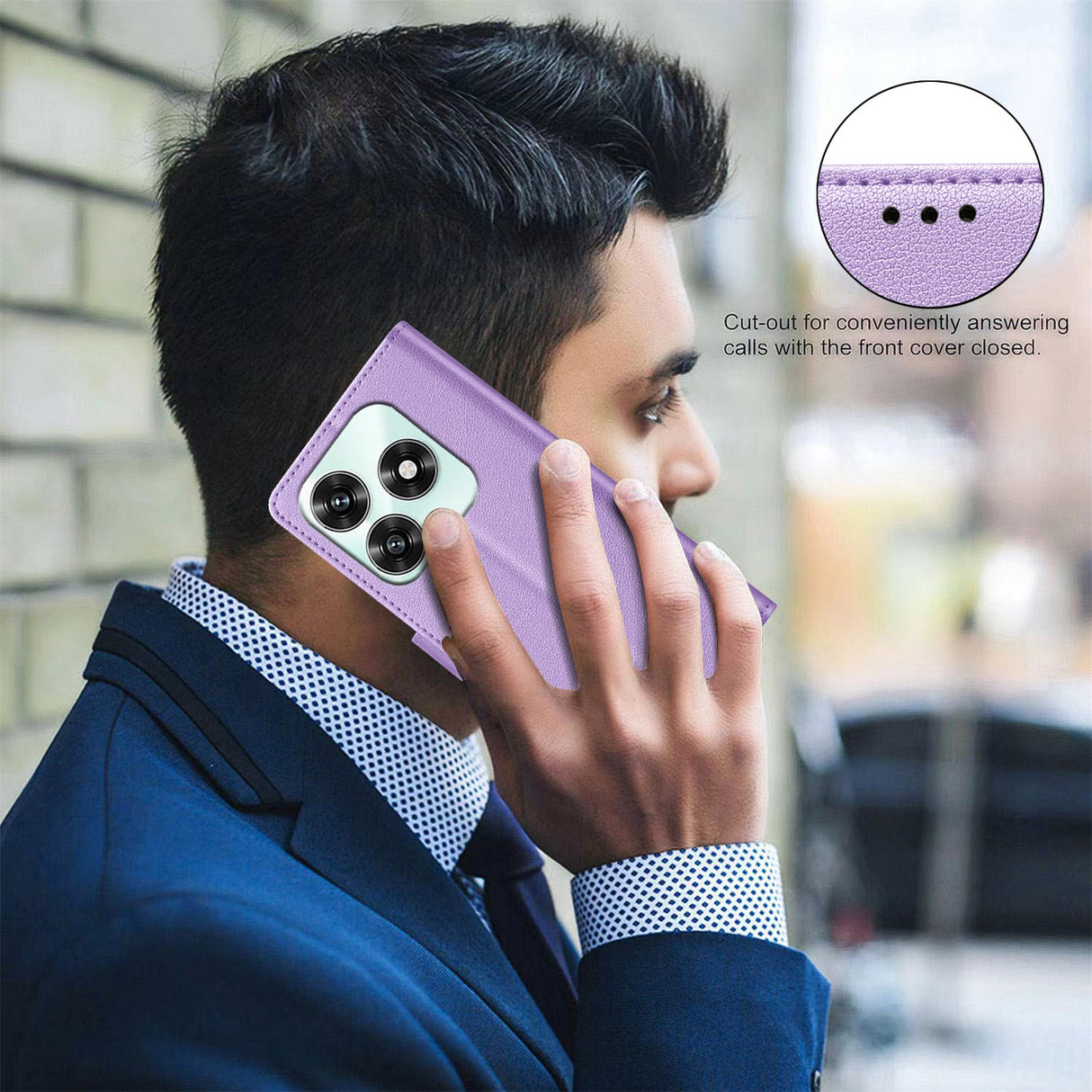 Honor X5c Plus BINFEN Faux Leather Flip Case with RFID Blocking - Purple