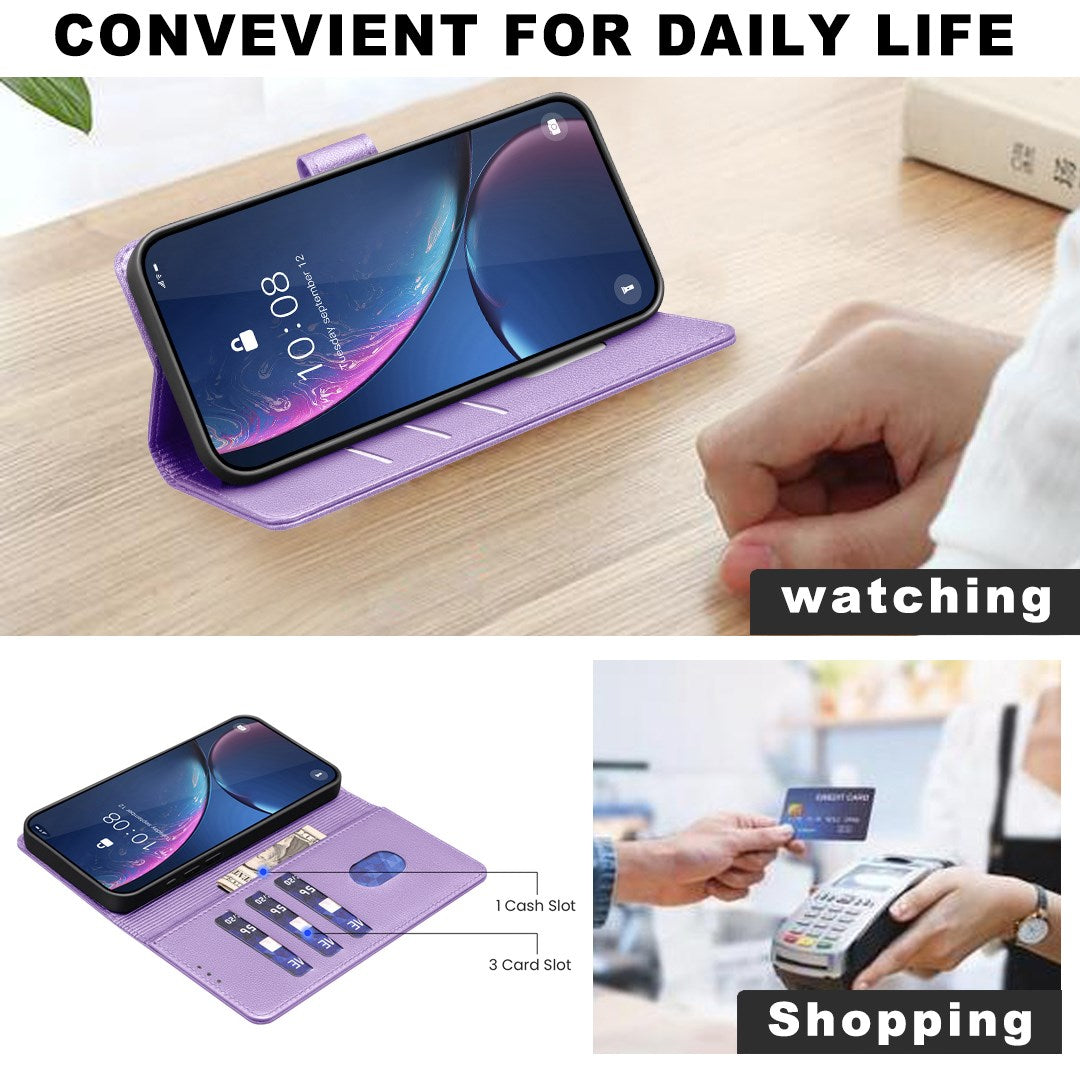Honor X5c Plus BINFEN Faux Leather Flip Case with RFID Blocking - Purple