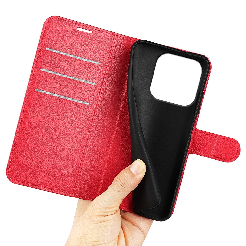 Xiaomi 17 EIDERWOOD Litchi Texture Leather Flip Case w. Wallet - Red