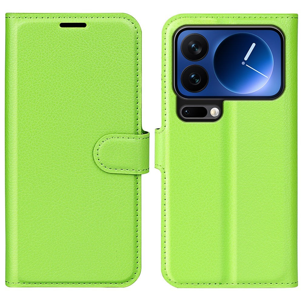 Xiaomi 17 Pro Max AMORUS Litchi Texture Leather Flip Case w. Wallet - Green