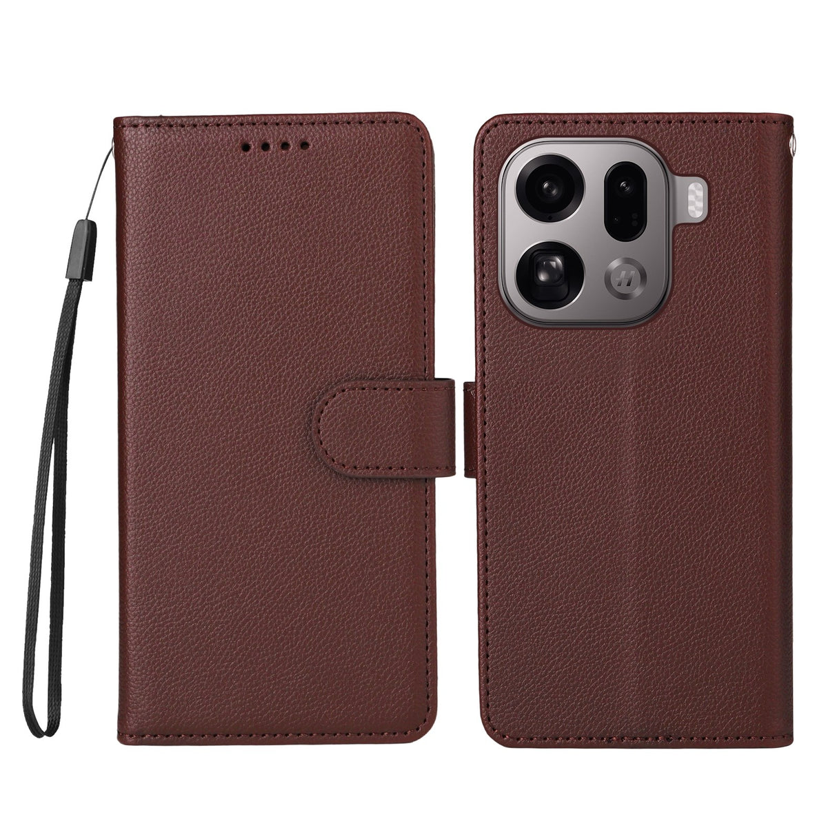 EIDERWOOD Oppo Find X9 Pro Faux Leather Flip Case with Strap - Brown