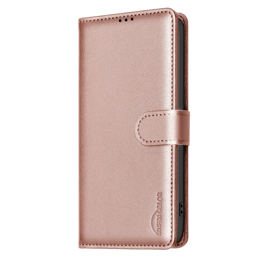 Samsung Galaxy S26+ (Plus) BINFEN Faux Leather Flip Case with RFID Blocking - Rose Gold