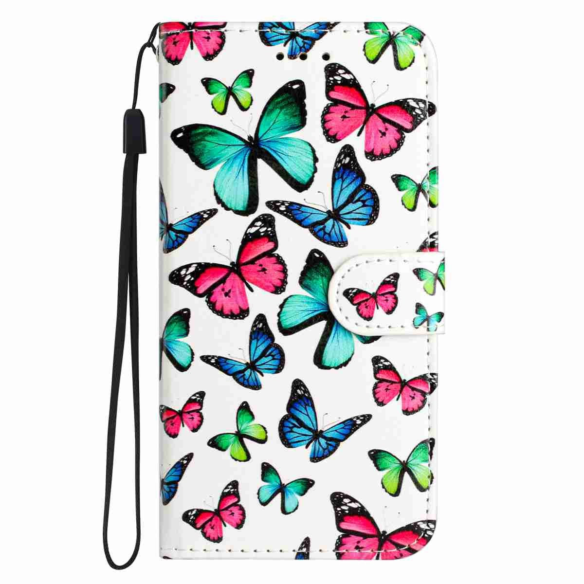 Samsung Galaxy A57 EIDERWOOD Faux Leather Flip Case with Pattern & Strap - Butterflies