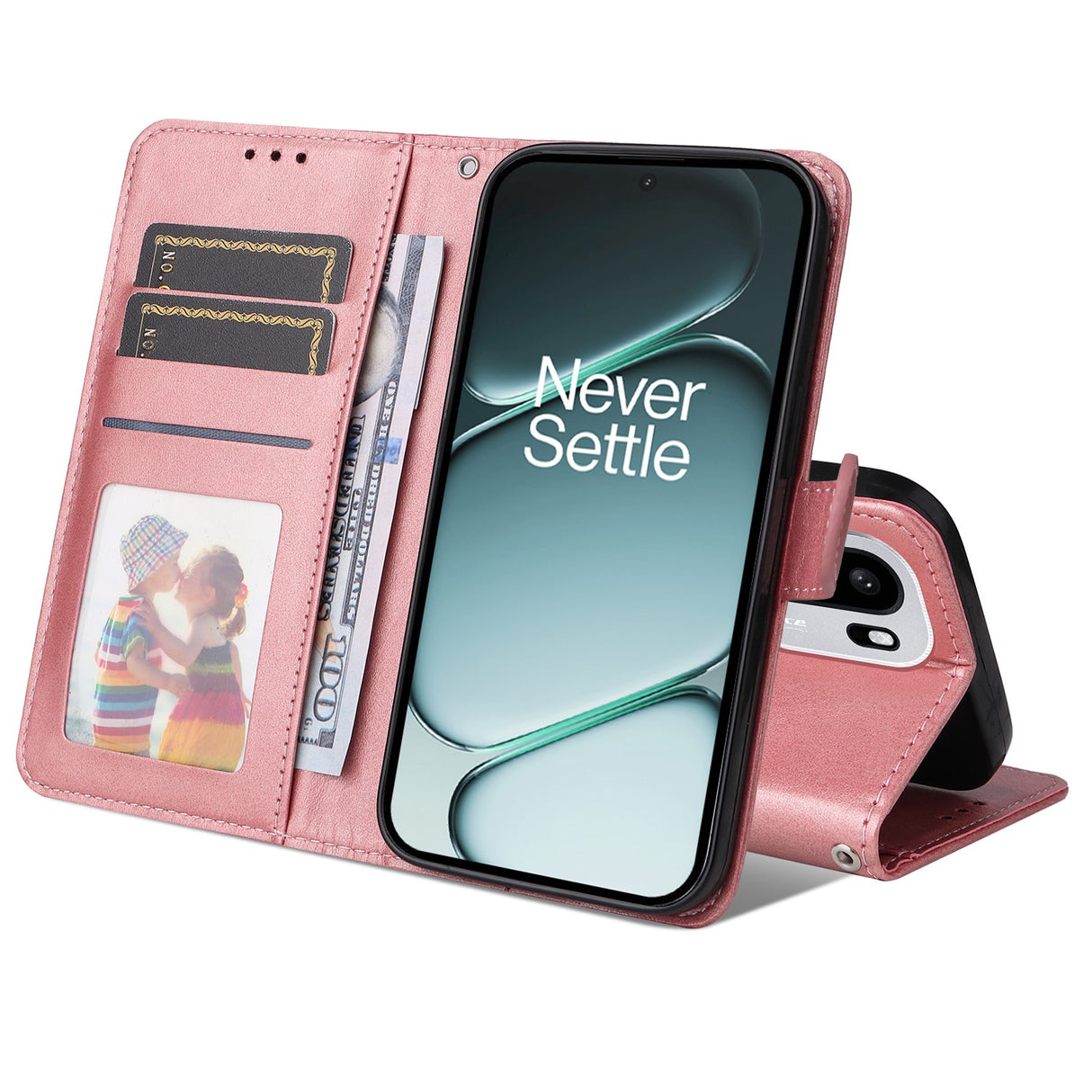 EIDERWOOD OnePlus 15R Faux Leather Flip Case with Strap - Pink