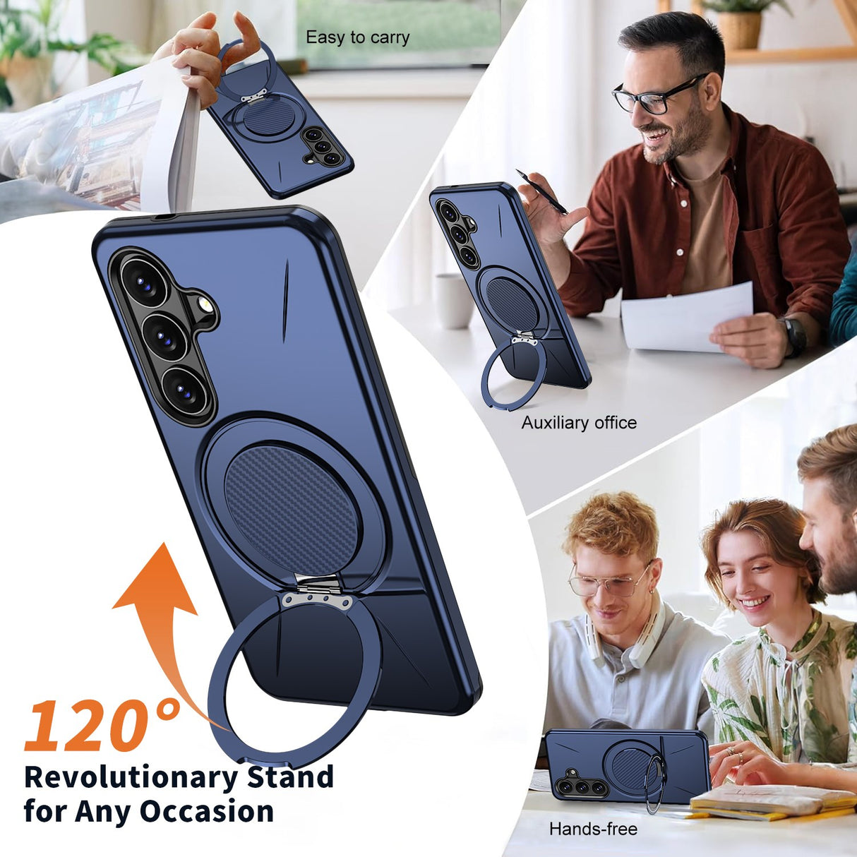 Samsung Galaxy S26 EIDERWOOD Hybrid Plastic Case with Rotating Kickstand – Blue