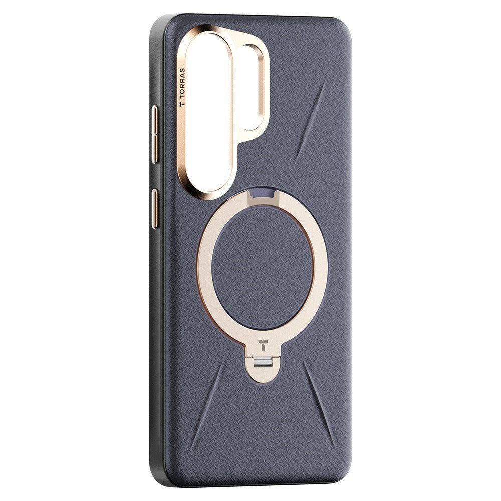 Samsung Galaxy S26 Ultra TORRAS Ostand Q3 VegSkin Faux Leather Case with Kickstand - MagSafe Compatible - Blue