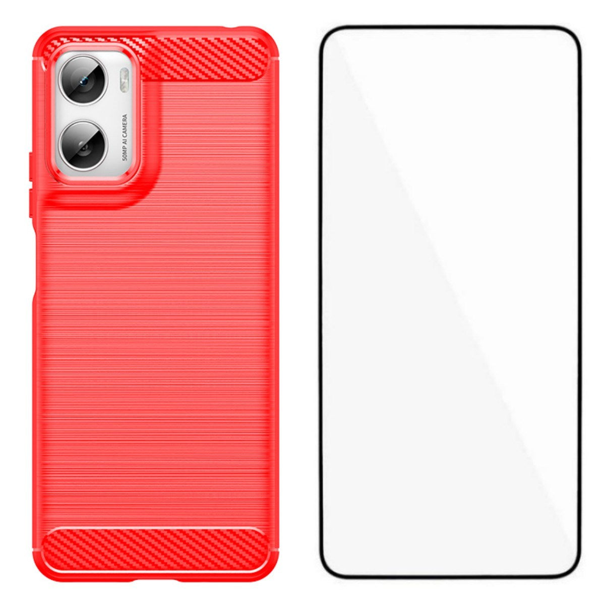 Motorola Moto G06 / G06 Power EIDERWOOD Carbon Fiber Case with Screen Protection - Red