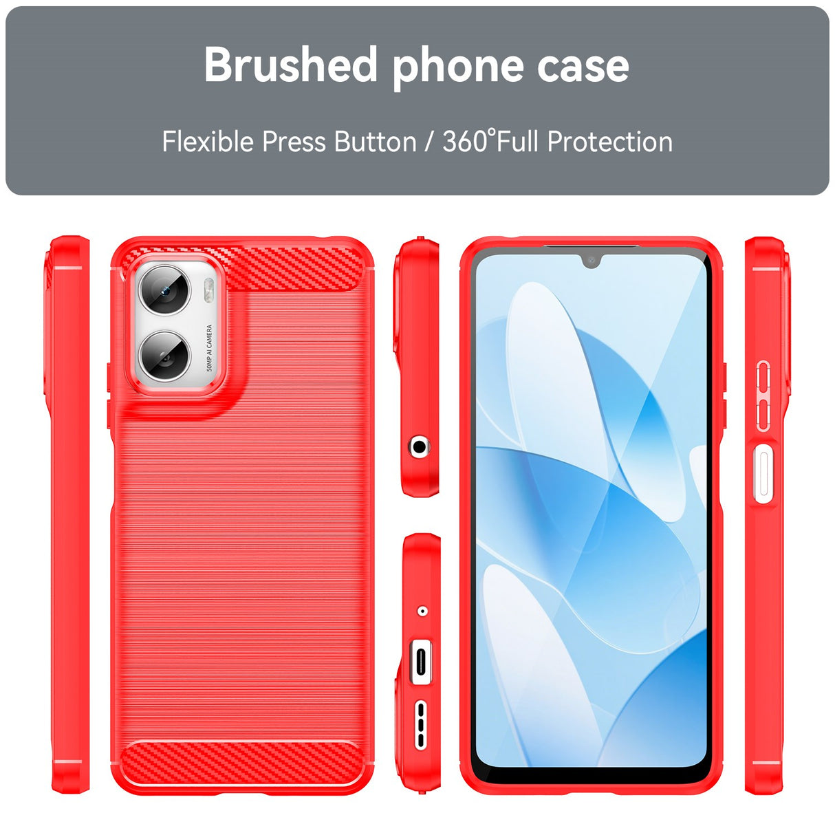 Motorola Moto G06 / G06 Power EIDERWOOD Carbon Fiber Case with Screen Protection - Red