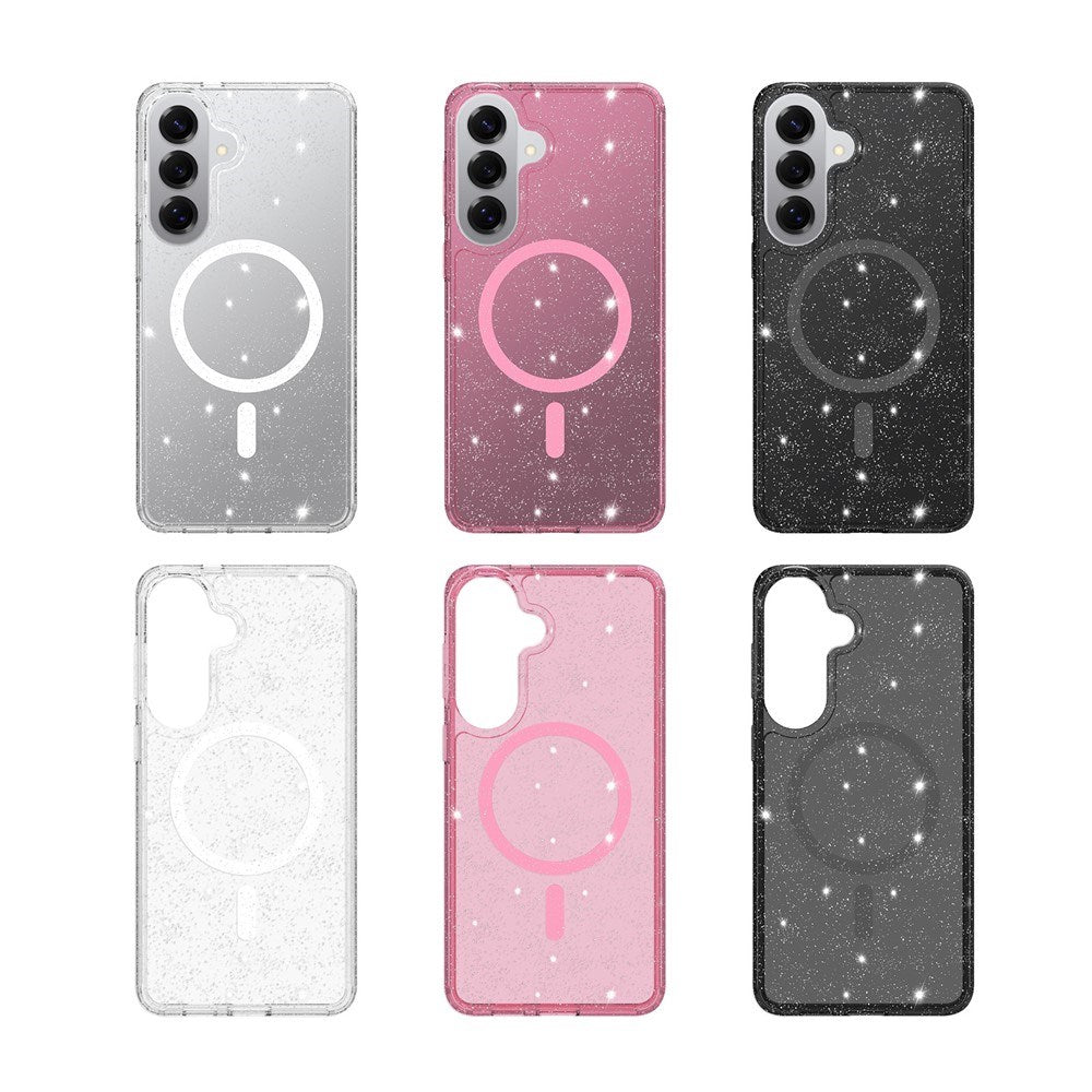 Samsung Galaxy S26+ (Plus) EIDERWOOD Magnetic Plastic Glitter Case - MagSafe Compatible - Transparent / Black
