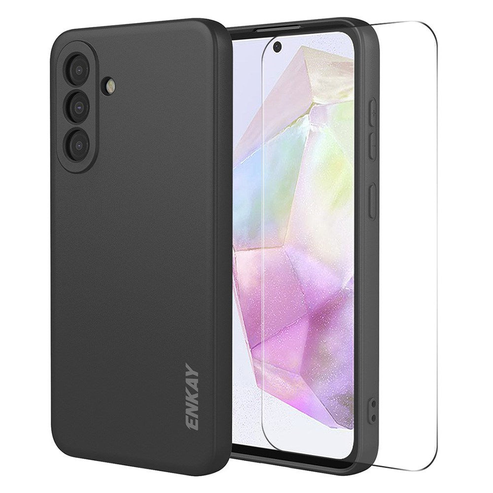Samsung Galaxy A37 ENKAY Silicone Case with Screen Protector - Black