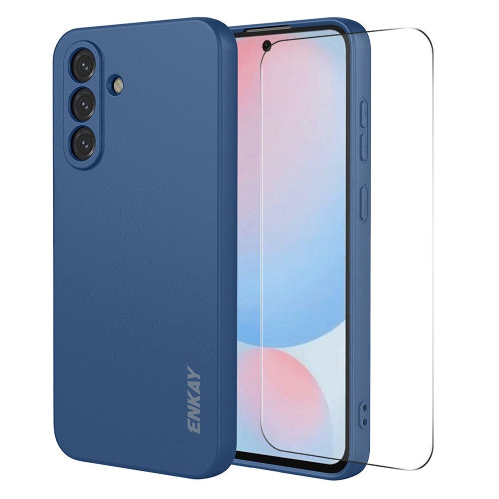 Samsung Galaxy A57 ENKAY Silicone Case with Screen Protector - Blue