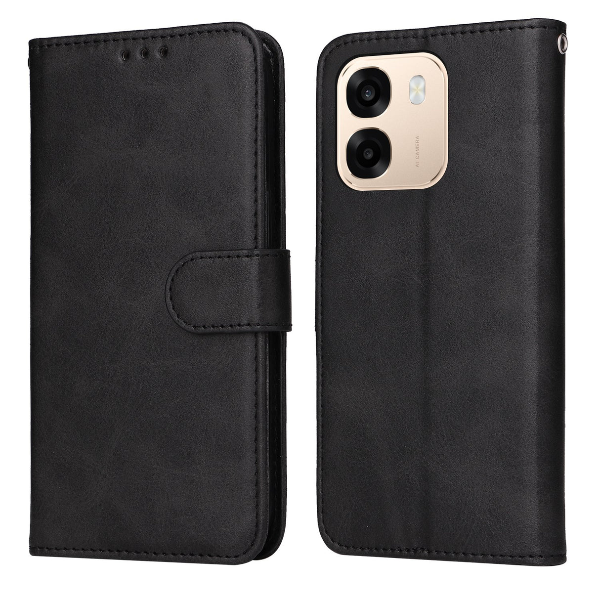 OPPO A6x EIDERWOOD Faux Leather Flip Case with Card Holder & Stand Function - Black