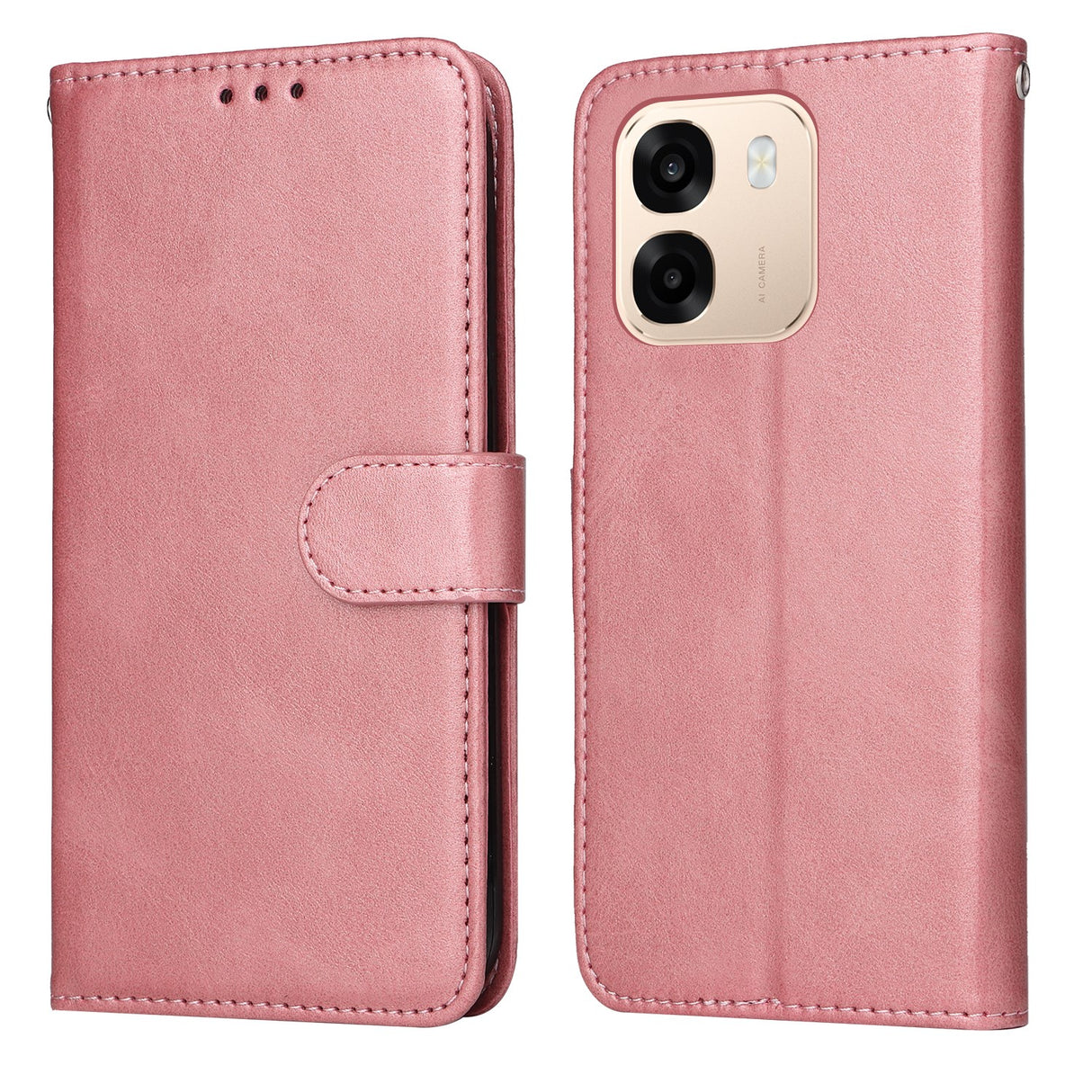 OPPO A6x EIDERWOOD Faux Leather Flip Case with Card Holder & Stand Function - Pink