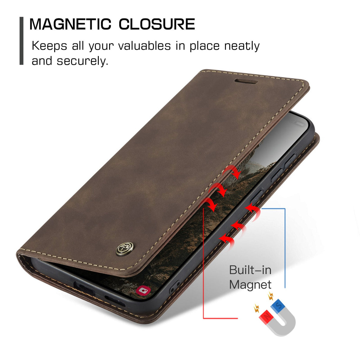 Samsung Galaxy S26 CASEME Artificial Leather Flip Case with Stand & Card Holder - Brown