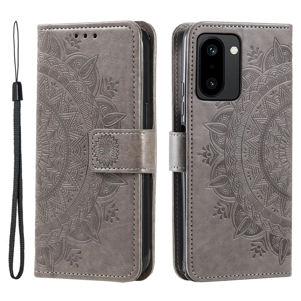 OnePlus 15R EIDERWOOD Faux Leather Flip Case with Pattern - Grey