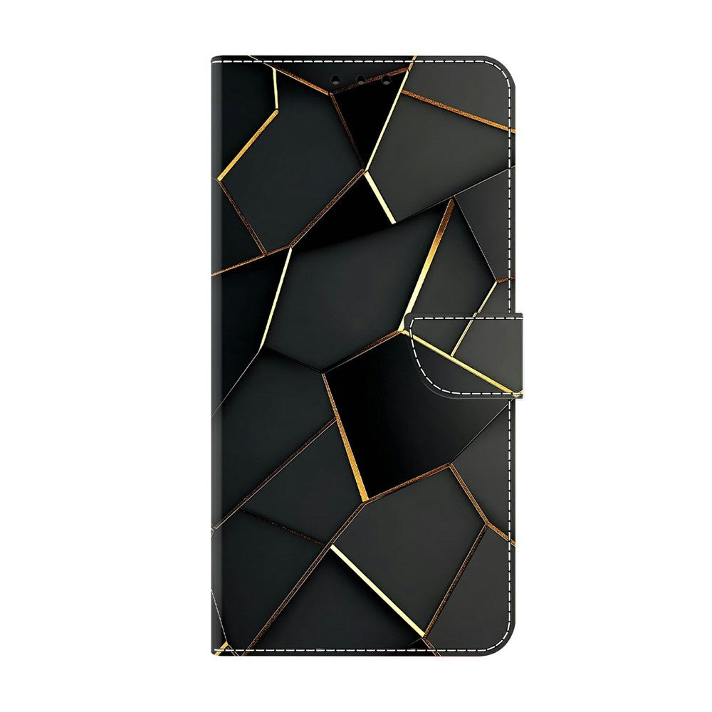 Samsung Galaxy A37 EIDERWOOD Faux Leather Case with Built-in Card Holder & Stand Function - Black / Gold