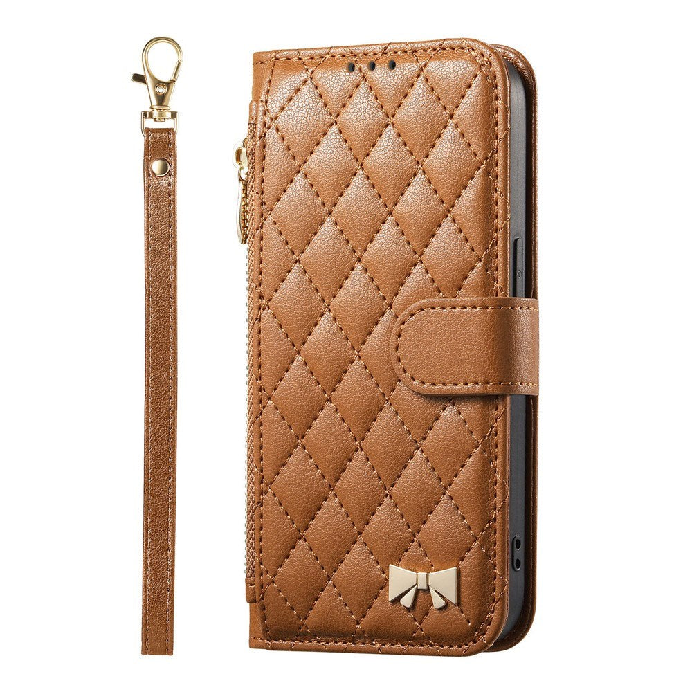 iPhone 18 Pro Max / 17 Pro Max EIDERWOOD Faux Leather Flip Case with Texture & Strap - Brown