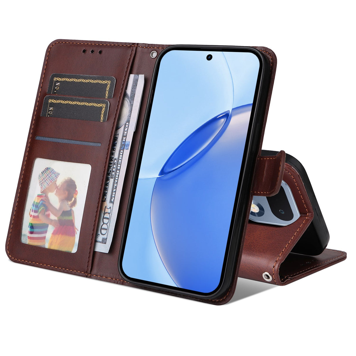 Realme 16 Pro EIDERWOOD Faux Leather Flip Case with Strap - Brown