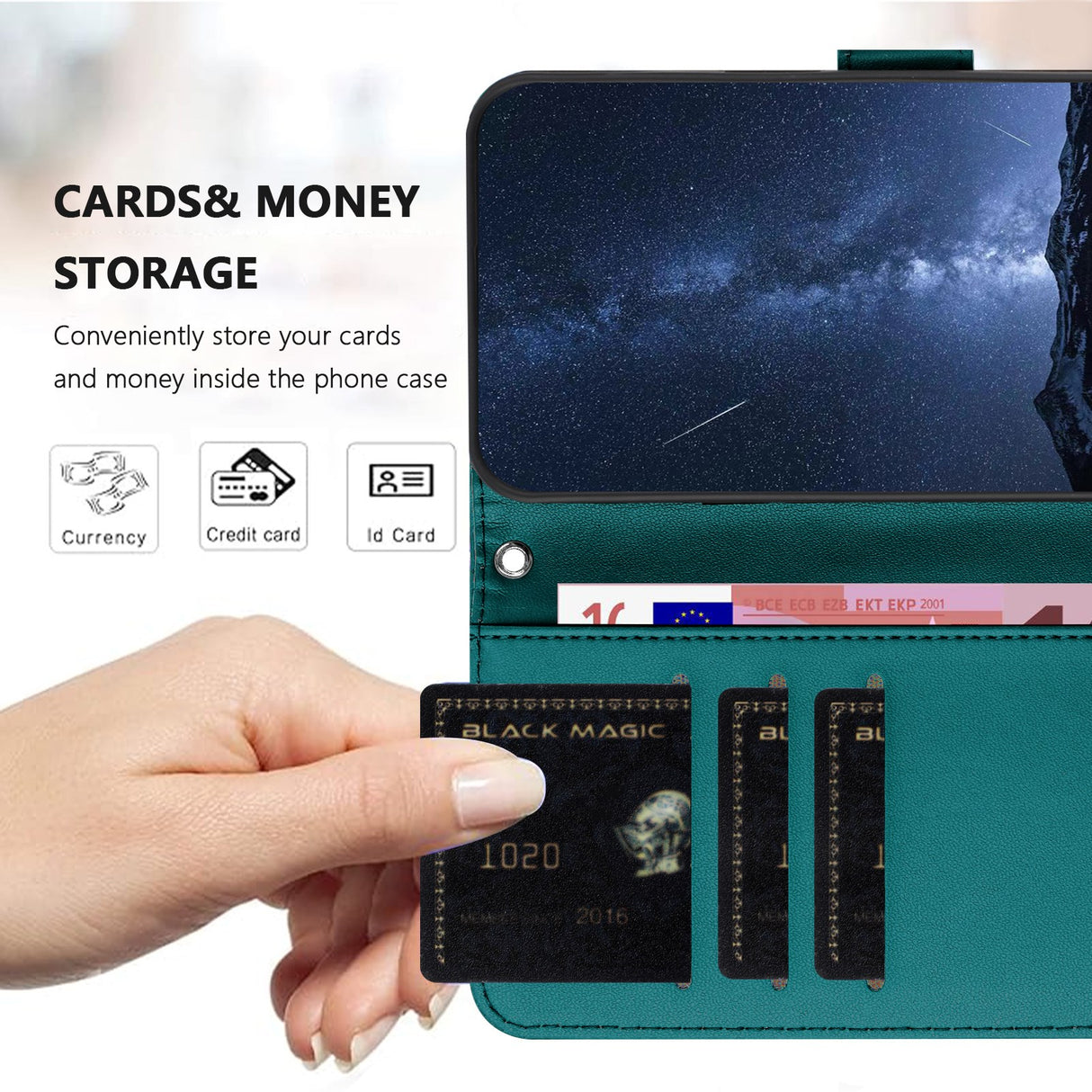 Xiaomi Redmi A7 Pro EIDERWOOD Faux Leather Flip Case with Card Holder & Stand Function - Green