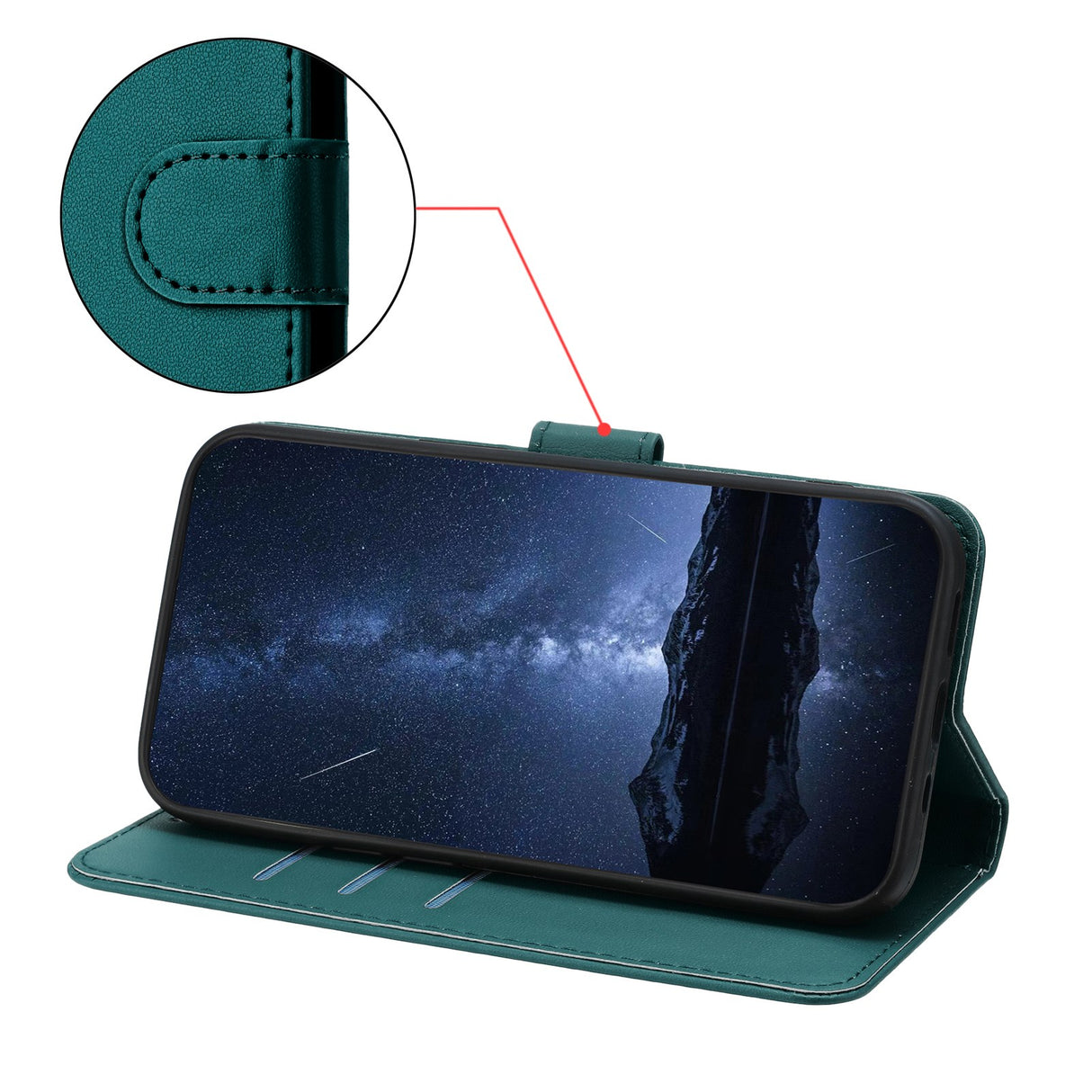 Xiaomi Redmi A7 Pro EIDERWOOD Faux Leather Flip Case with Card Holder & Stand Function - Green