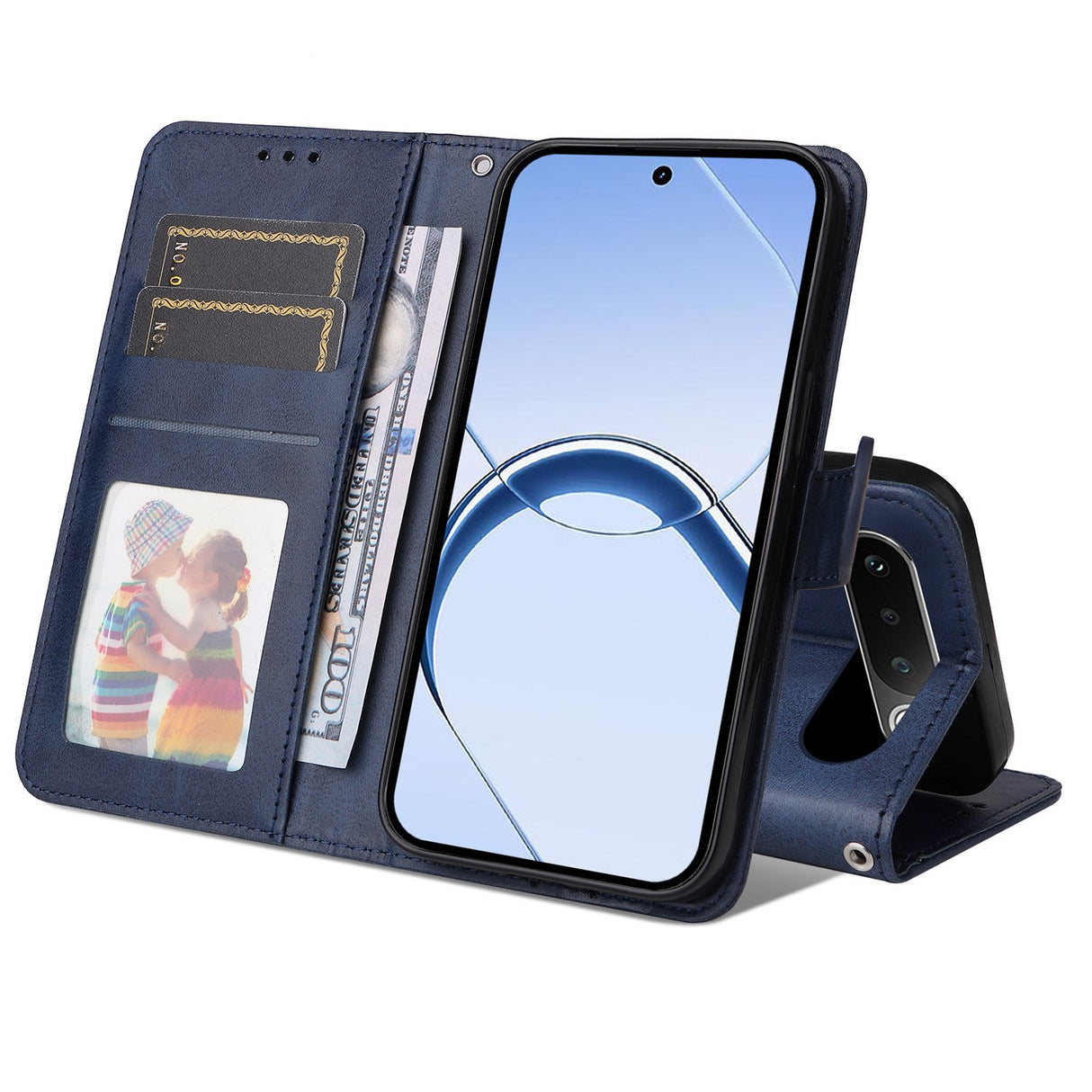 Realme 16 EIDERWOOD Faux Leather Flip Case with Strap - Blue