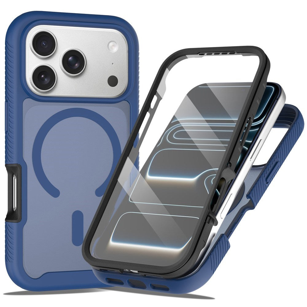 iPhone 18 Pro / 17 Pro EIDERWOOD 2-in-1 Matte Hybrid Plastic Case w. Screen Protector Film - MagSafe Compatible - Blue