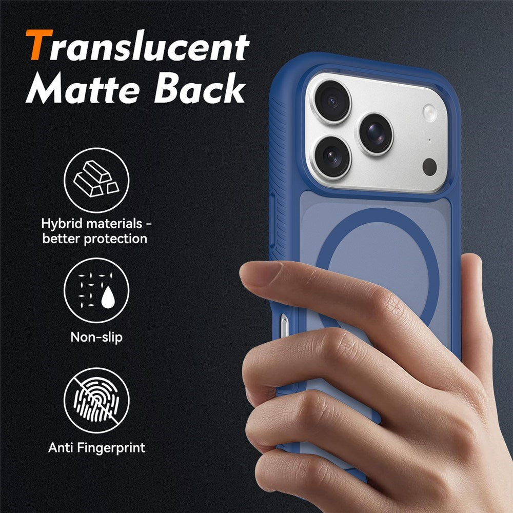 iPhone 18 Pro / 17 Pro EIDERWOOD 2-in-1 Matte Hybrid Plastic Case w. Screen Protector Film - MagSafe Compatible - Blue