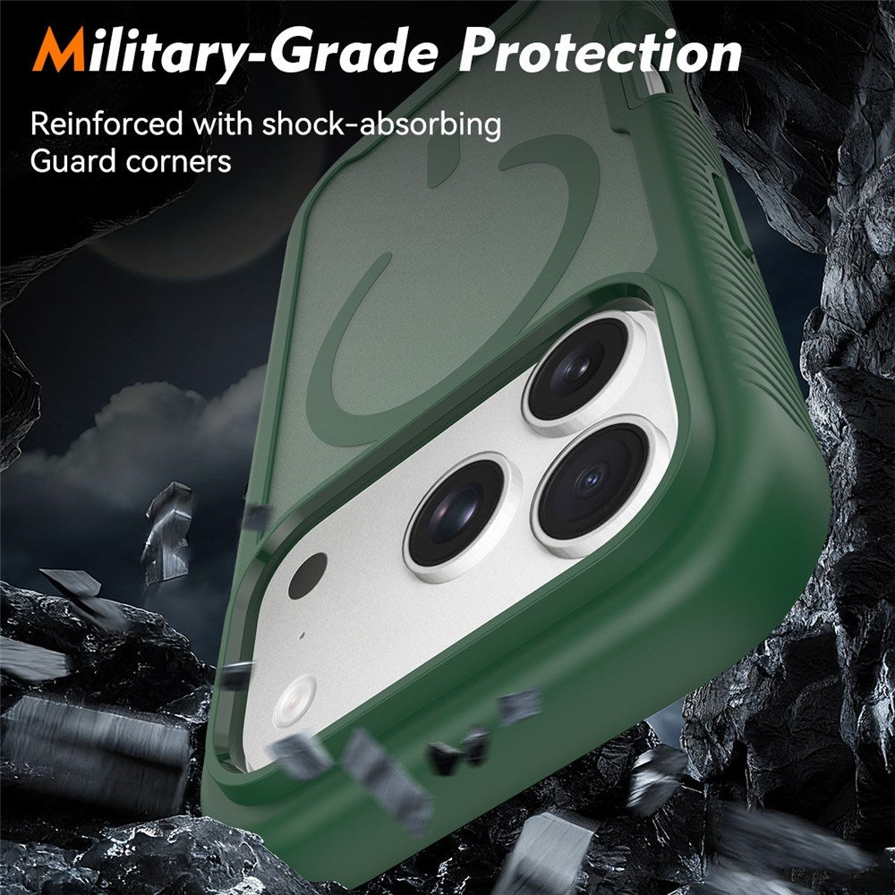 iPhone 18 Pro / 17 Pro EIDERWOOD 2-in-1 Matte Hybrid Plastic Case w. Screen Protector Film - MagSafe Compatible - Green