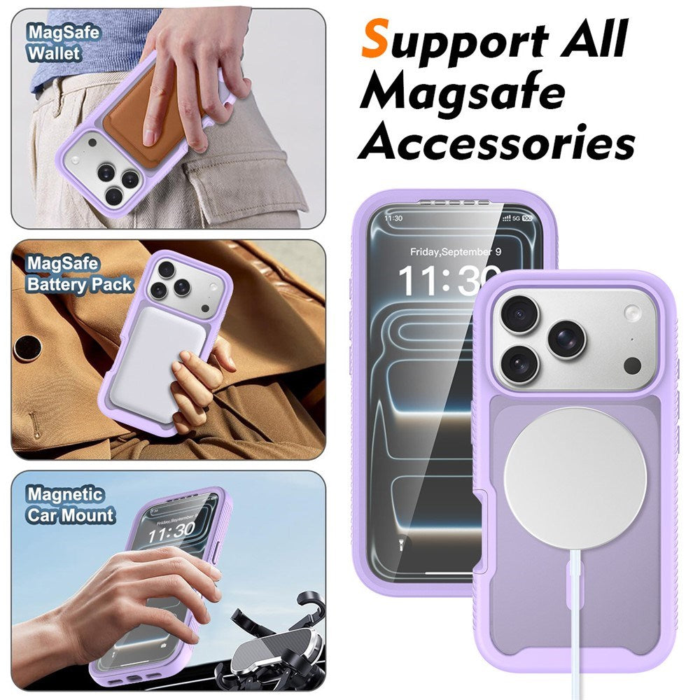 iPhone 18 Pro / 17 Pro EIDERWOOD 2-in-1 Matte Hybrid Plastic Case w. Screen Protector Film - MagSafe Compatible - Purple