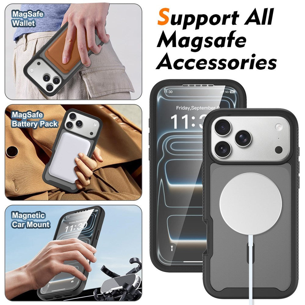 iPhone 18 Pro Max / 17 Pro Max EIDERWOOD 2-in-1 Matte Hybrid Plastic Case w. Screen Protector Film - MagSafe Compatible - Black