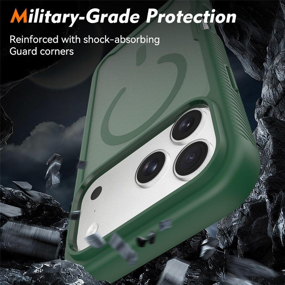 iPhone 18 Pro Max / 17 Pro Max EIDERWOOD 2-in-1 Matte Hybrid Plastic Case w. Screen Protector Film - MagSafe Compatible - Green