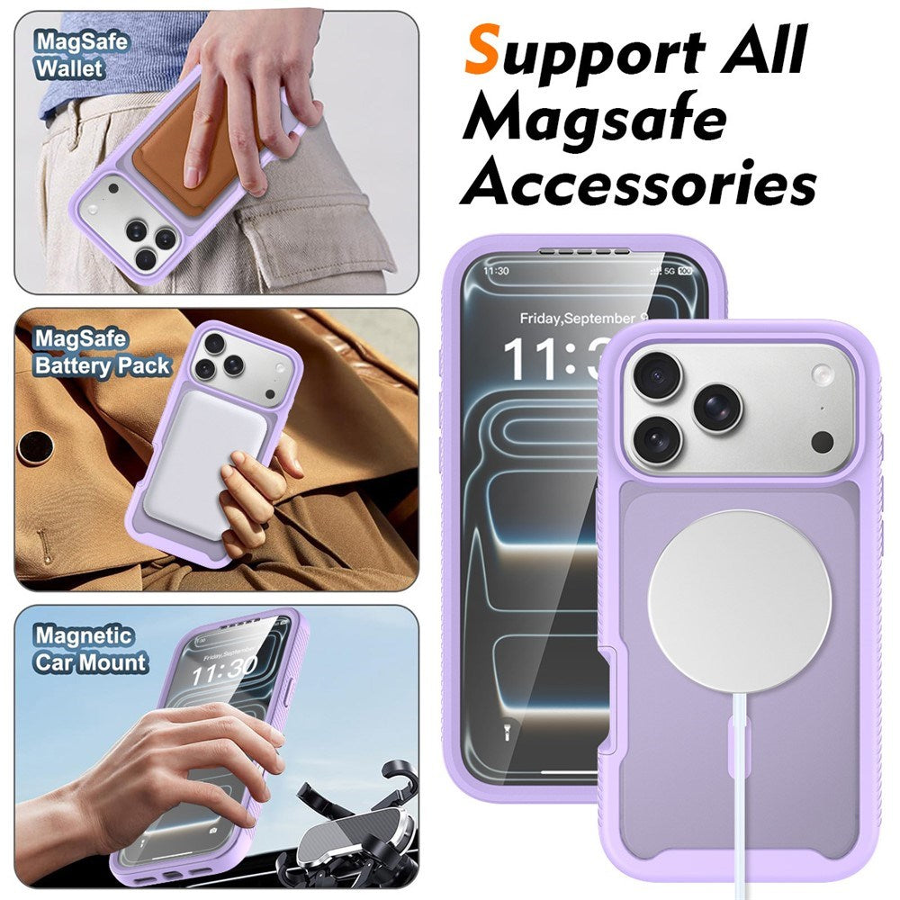 iPhone 18 Pro Max / 17 Pro Max EIDERWOOD 2-in-1 Matte Hybrid Plastic Case w. Screen Protector Film - MagSafe Compatible - Purple