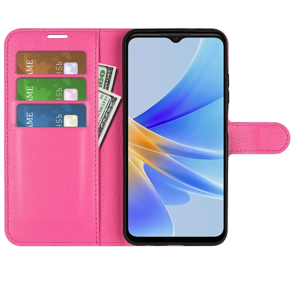 OPPO A17 EIDERWOOD Faux Leather Flip Case with Card Holder & Stand Function - Pink