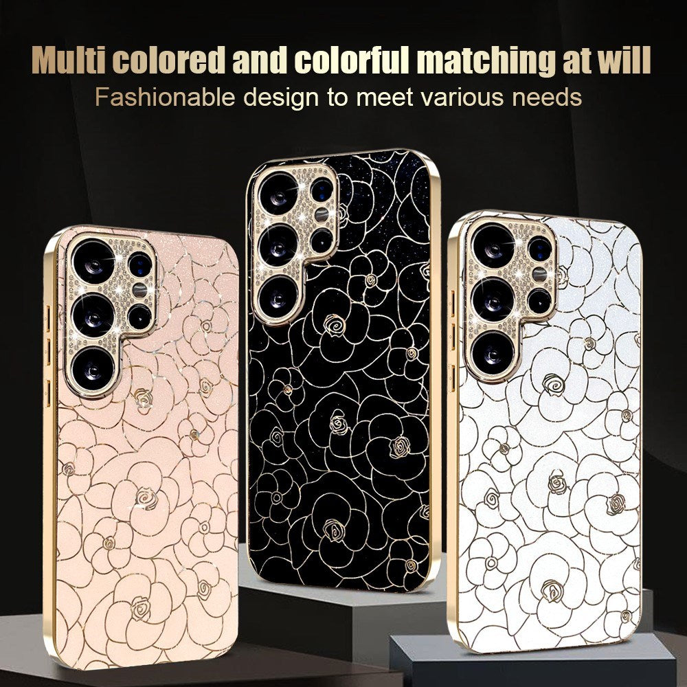 Samsung Galaxy S26 Ultra EIDERWOOD Hybrid Plastic Case with Flowers & Diamond Camera - Pink