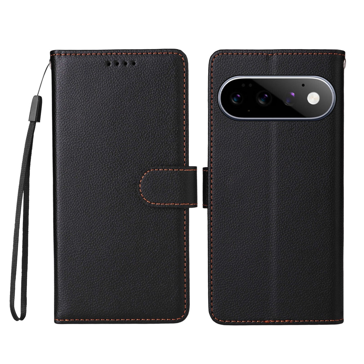 EIDERWOOD Google Pixel 11 / 11 Pro Flip Case - Card Holder & Wrist Strap - Black