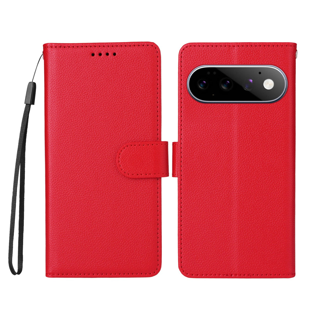 EIDERWOOD Google Pixel 11 / 11 Pro Flip Case - Card Holder & Wrist Strap - Red