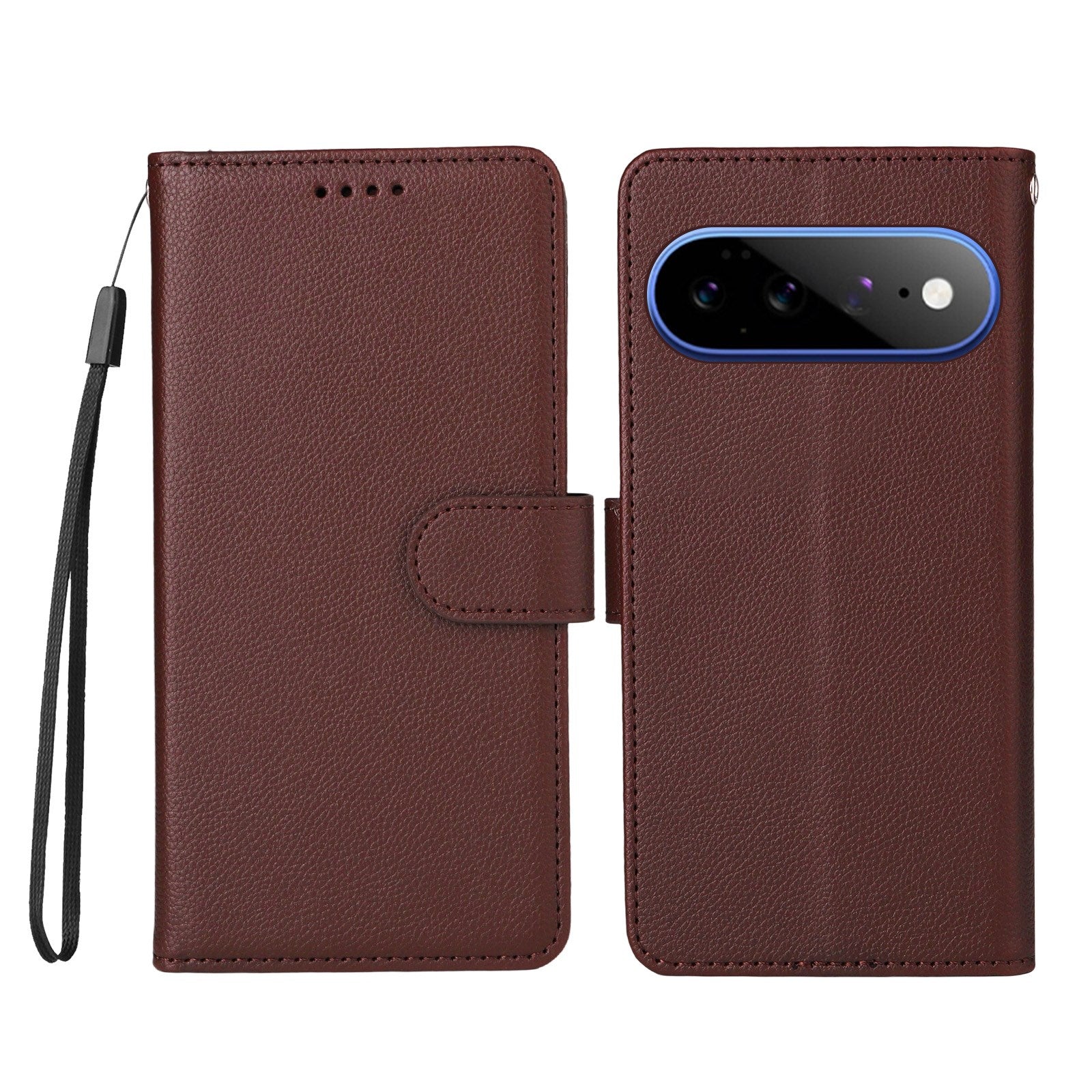 EIDERWOOD Google Pixel 11 Pro XL Flip Case - Card Holder & Wrist Strap - Brown