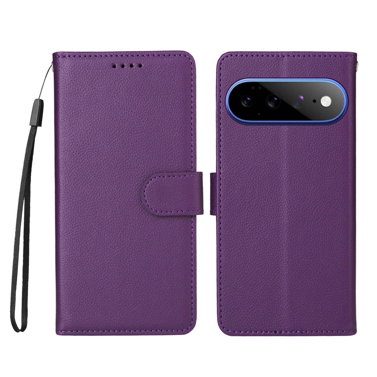 EIDERWOOD Google Pixel 11 Pro XL Flip Case - Card Holder & Wrist Strap - Purple