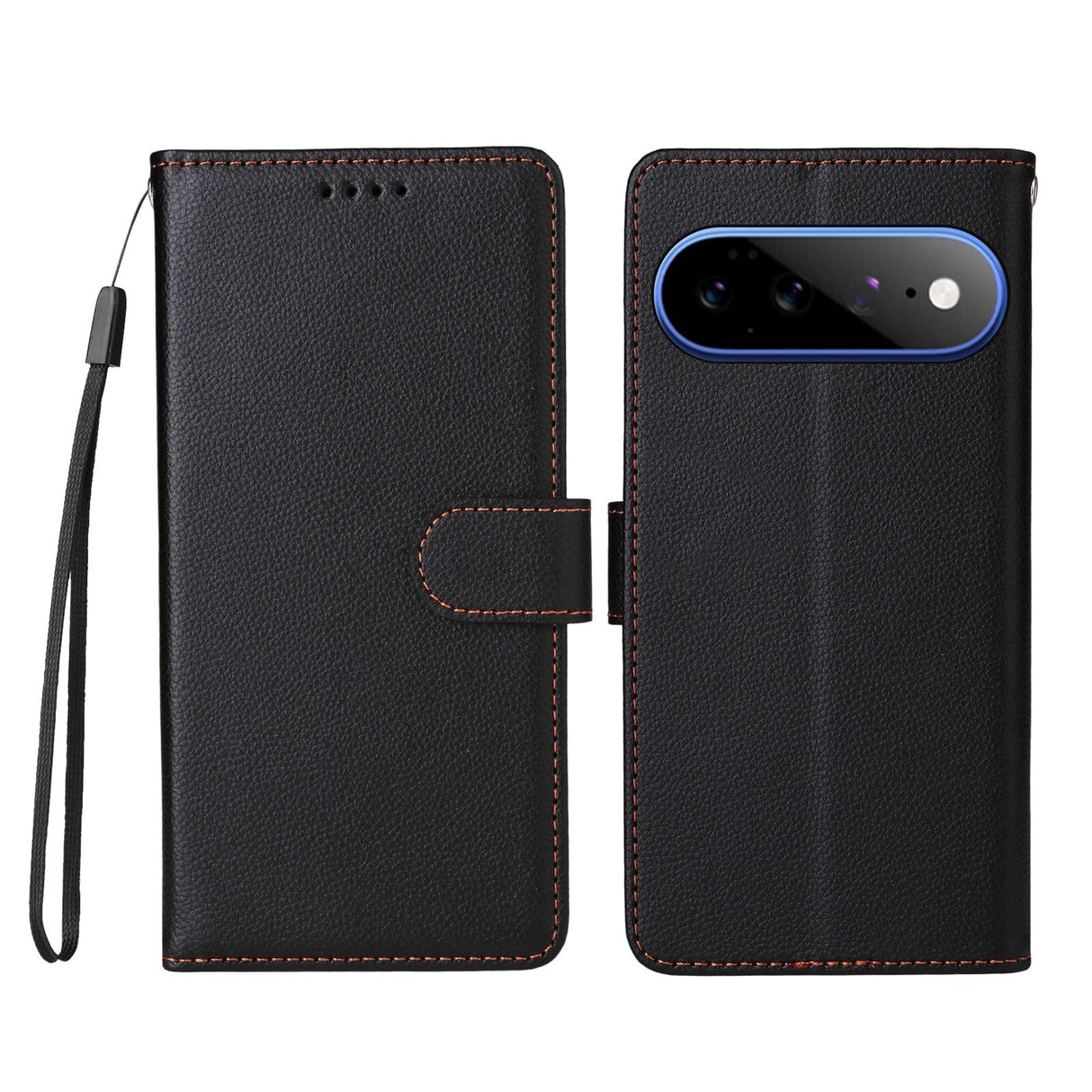 EIDERWOOD Google Pixel 11 Pro XL Flip Case - Card Holder & Wrist Strap - Black