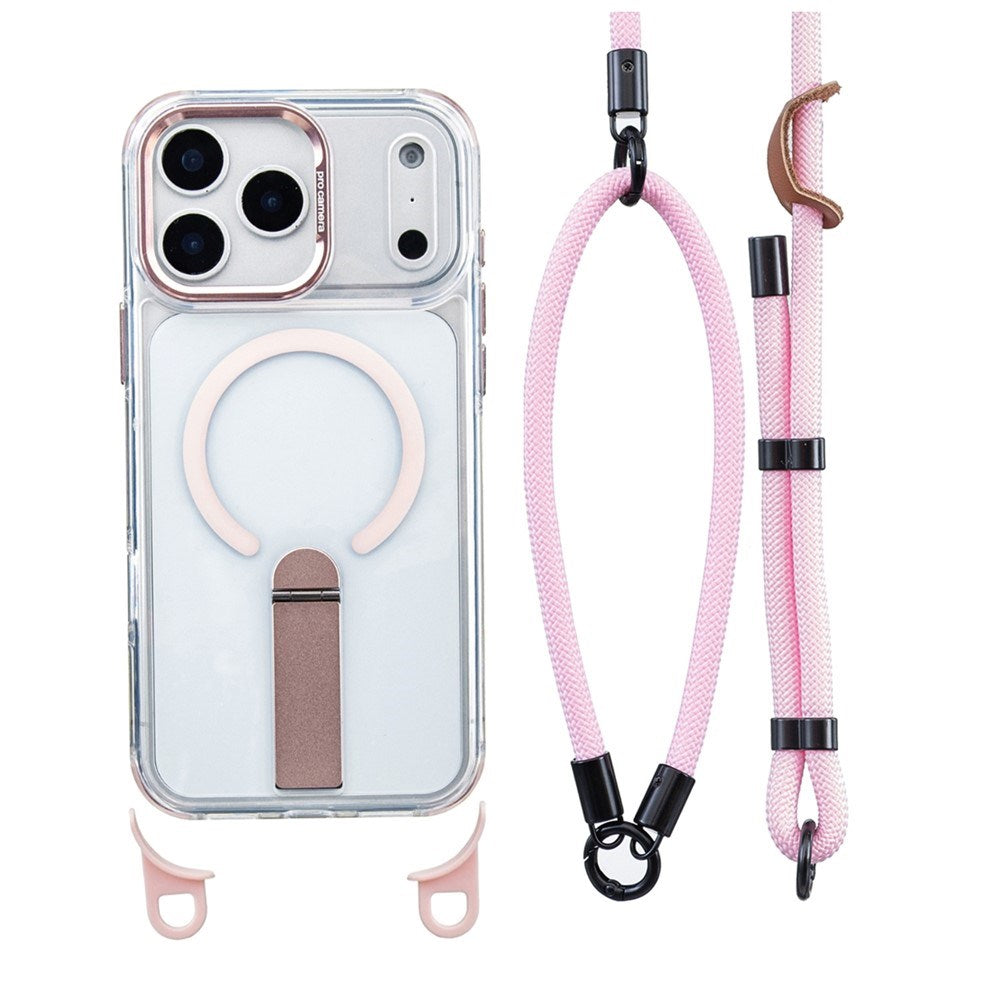 iPhone 17 Pro EIDERWOOD Case with Stand Function & Shoulder / Wrist Strap - MagSafe Compatible - Pink